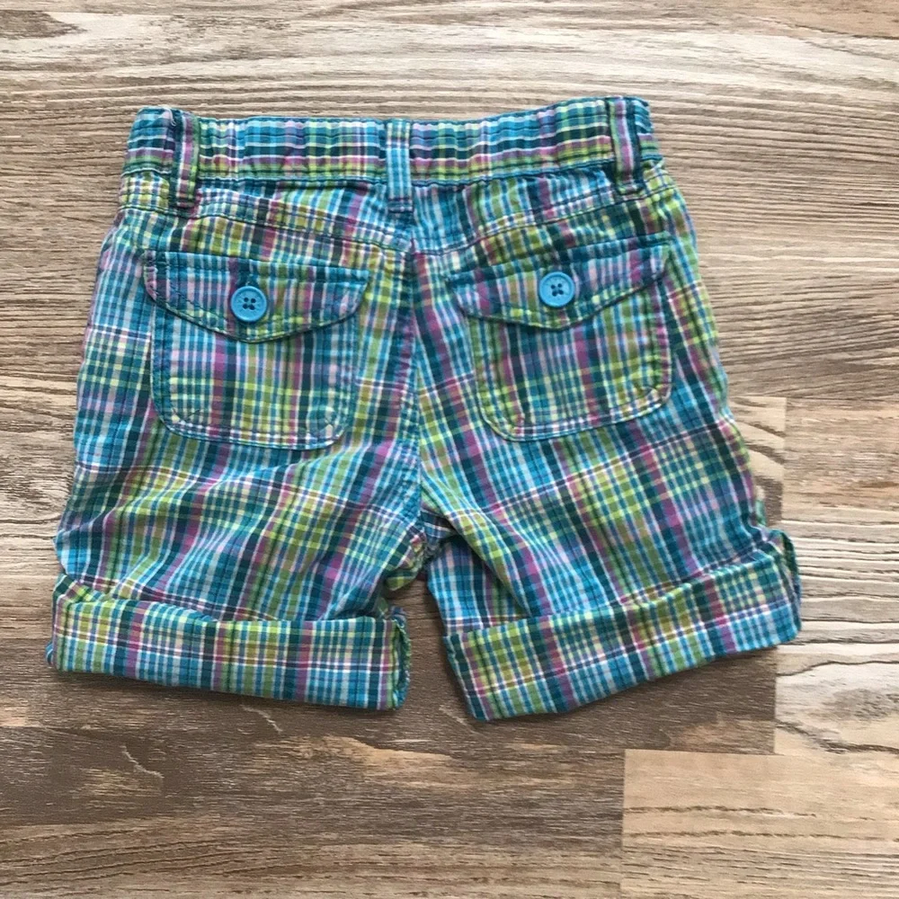 The Children’s Place Blue Plaid Roll Tab Bermuda Short Adjustable Waist 6
